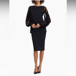 Chiara Boni La Petite Robe Shanti Illusion Elegant Navy Women's Blouse Top Sz 4